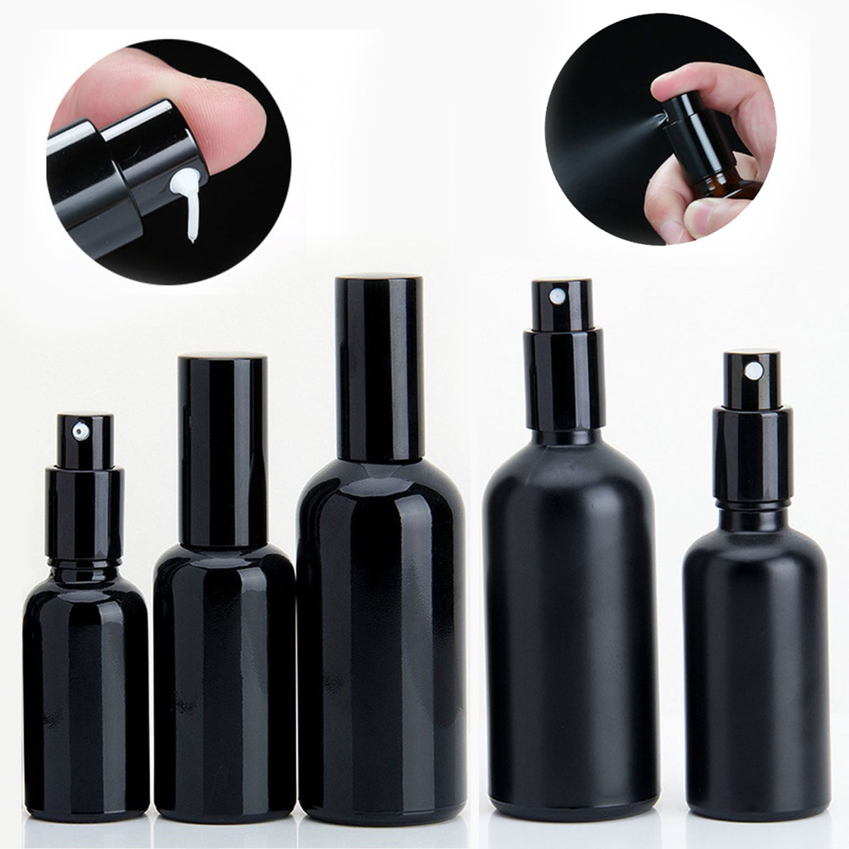 Misting Bottle Fine - 10ml to 100ml Essential Oil Black