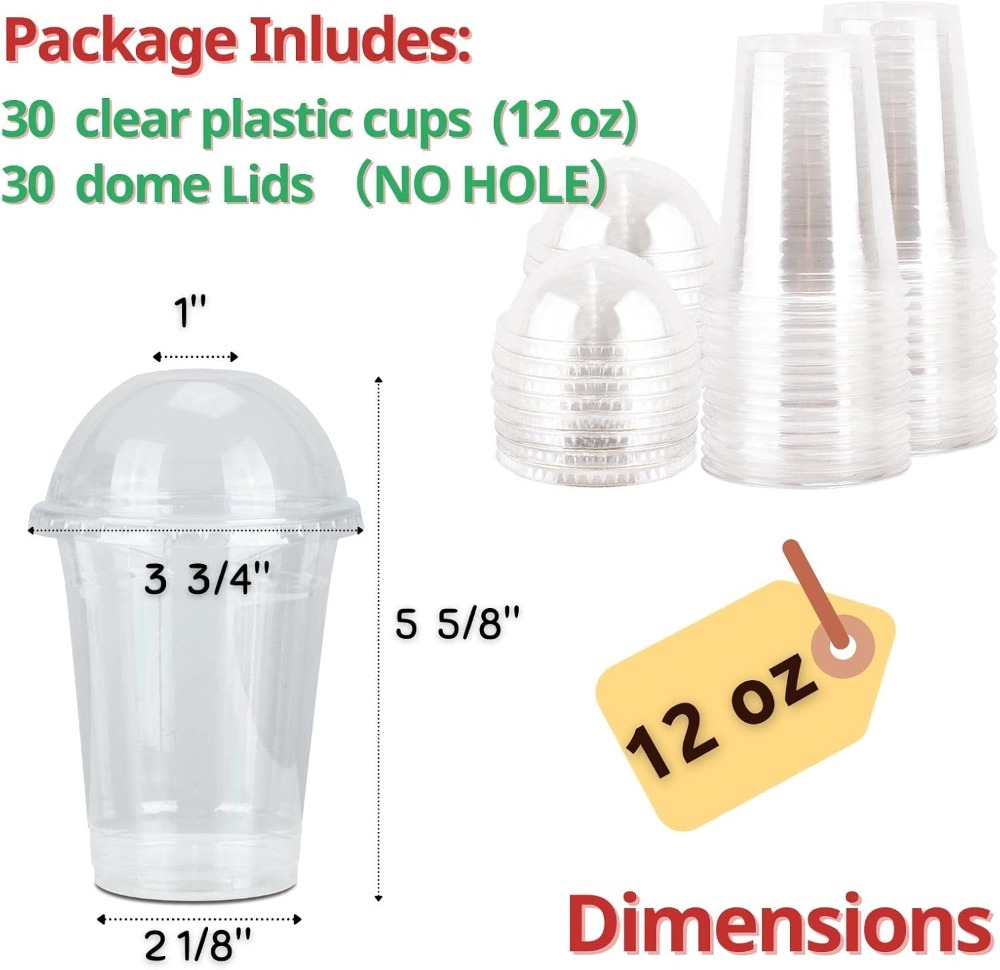 30 Sets 12 oz Clear Plastic Cu - Plastic Dome Clear recensie en prijs