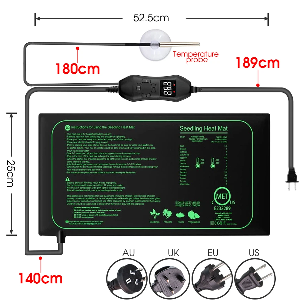 50W EU-US/UK/AU Adjustable The - Heat Mat Seedling recensie en prijs