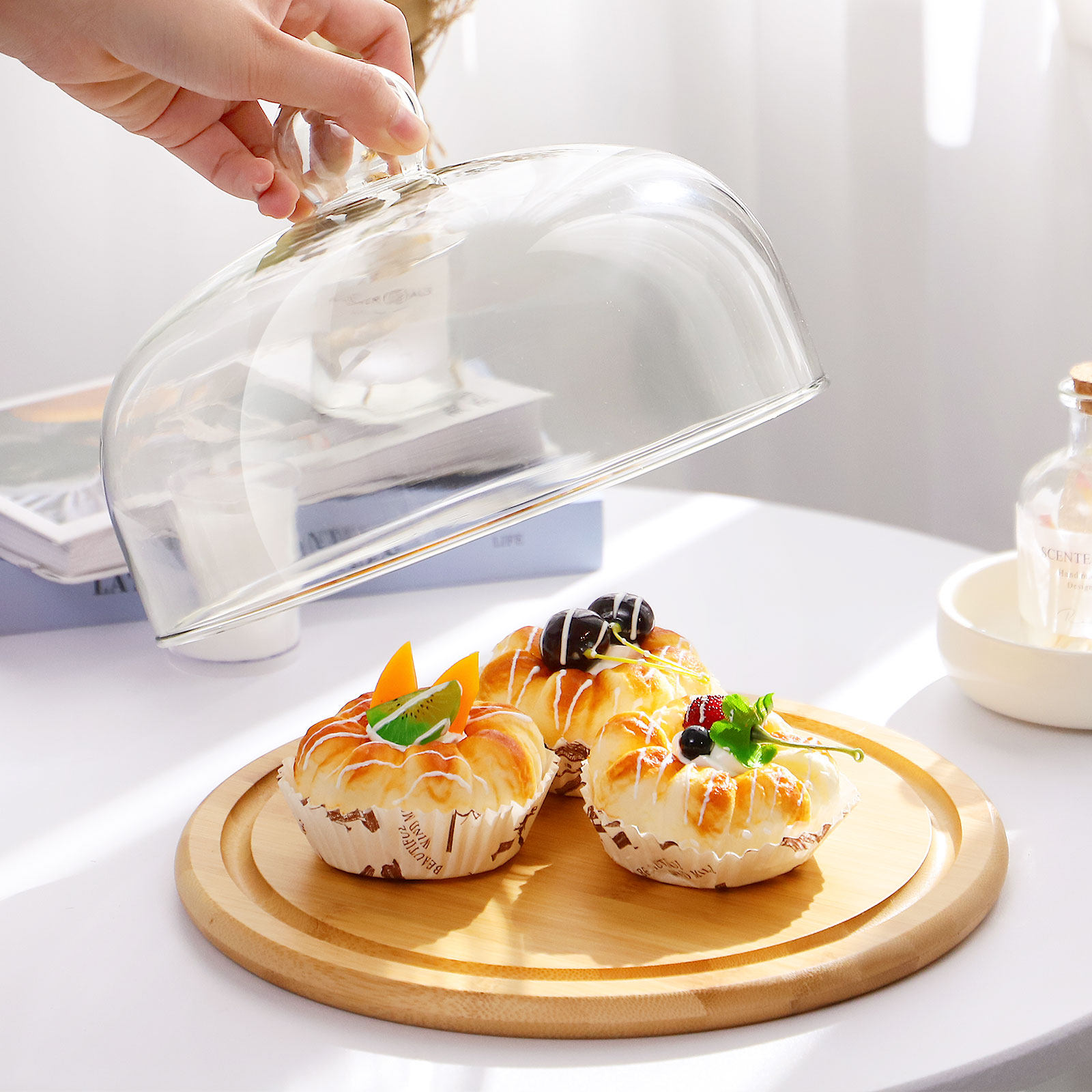 1Set Cake Holder Glass Dome Co - Plastic Dome Clear recensie en prijs