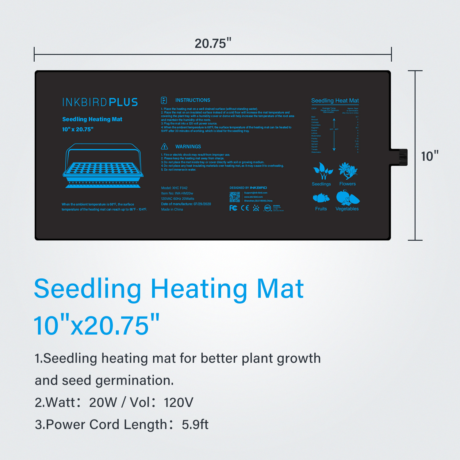 20.75x10CM EU/US/UK/AU Plug Se - Heat Mat Seedling recensie en prijs